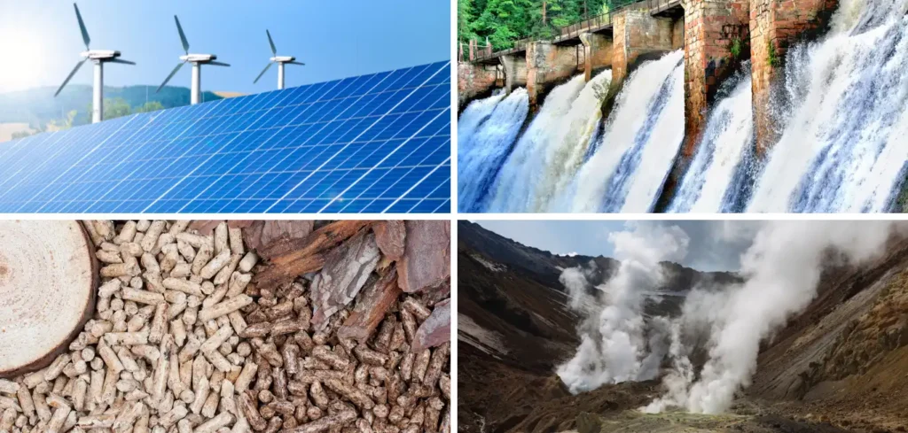 5 sectors of Renewables - 1. Solar 2. Wind 3. Hydro 4. Geothermal 5. Biomass